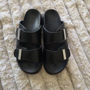 SOLD!!! Alexander McQueen Authentic Black Double Strap Slide Sandals